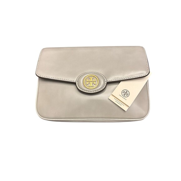 Tory Burch Women’s Robinson Spazzolato Leather Shoulder Bag Light Granite New - Picture 5 of 7
